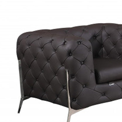 Three Piece Indoor Brown Italian Leather Six Person Seating Set HomeRoots