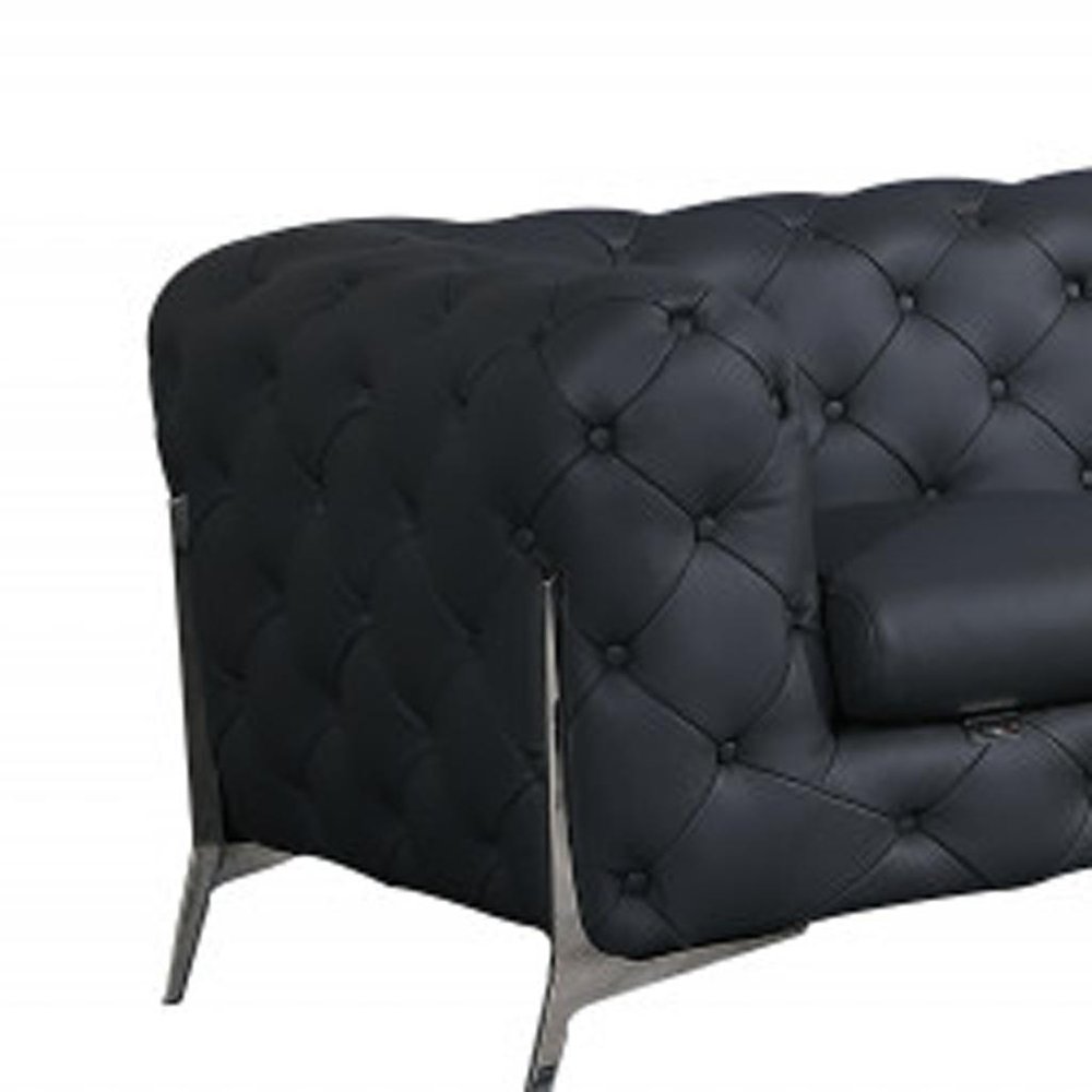 Two Piece Indoor Dark Gray Italian Leather Five Person Seating Set HomeRoots