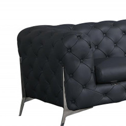 Two Piece Indoor Dark Gray Italian Leather Five Person Seating Set HomeRoots