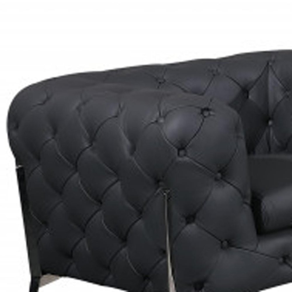 Three Piece Indoor Dark Gray Italian Leather Six Person Seating Set HomeRoots
