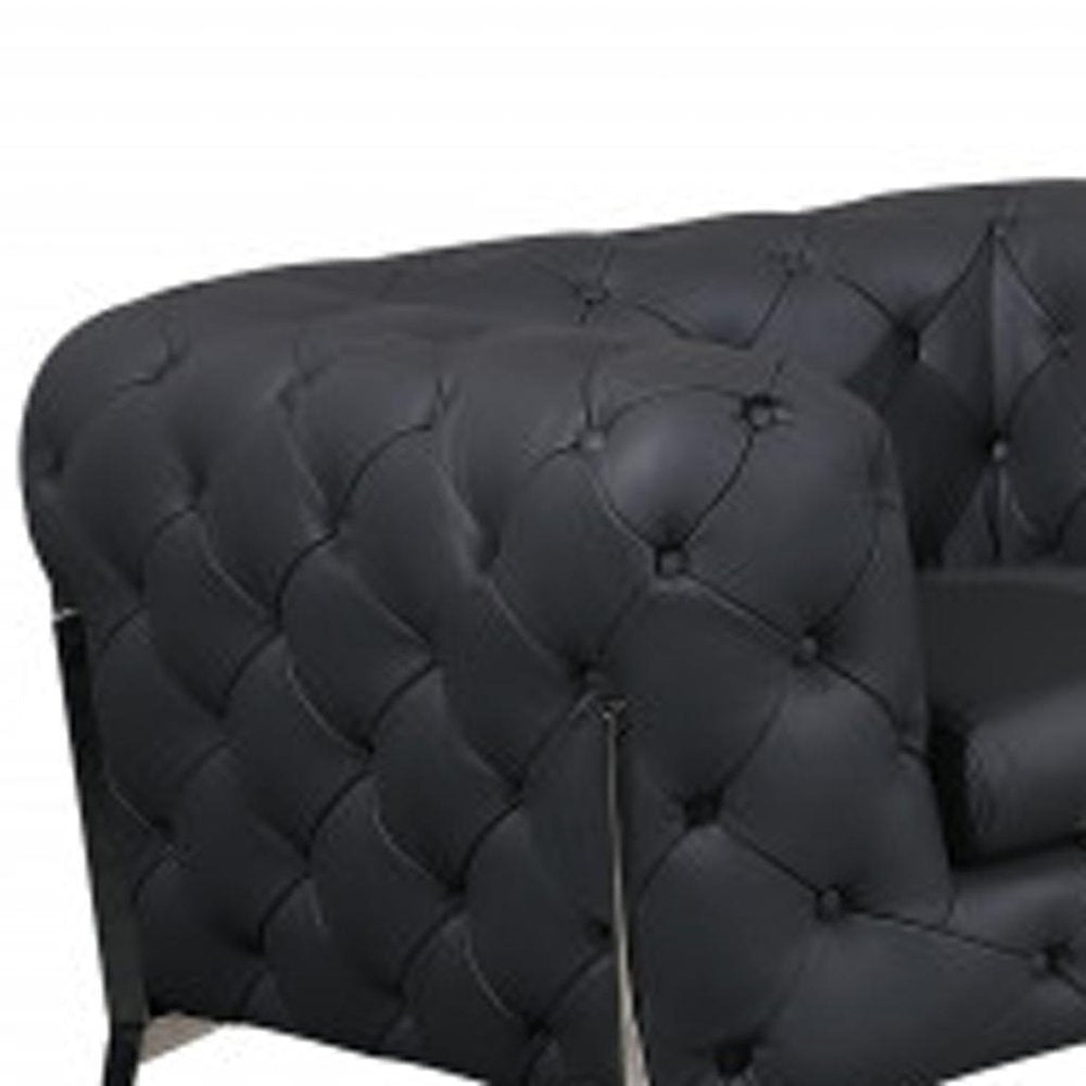 Three Piece Indoor Dark Gray Italian Leather Six Person Seating Set HomeRoots