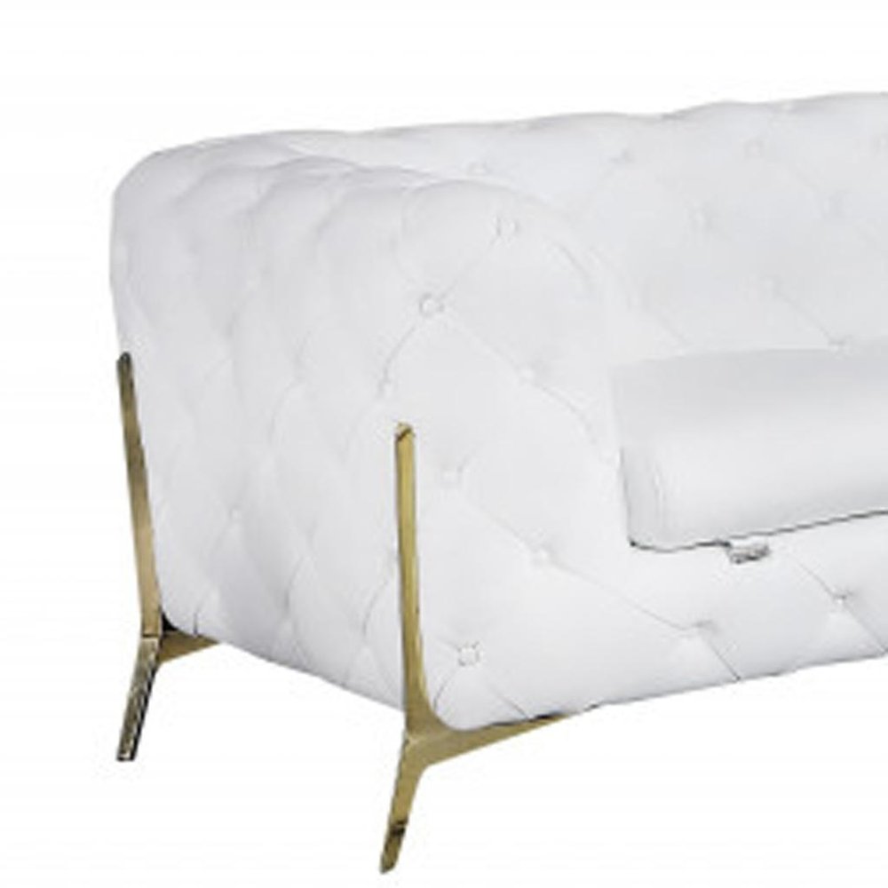 Two Piece Indoor White Italian Leather Five Person Seating Set HomeRoots