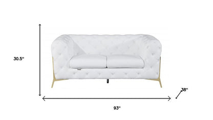 Two Piece Indoor White Italian Leather Five Person Seating Set HomeRoots