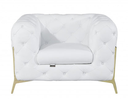 Three Piece Indoor White Italian Leather Six Person Seating Set HomeRoots