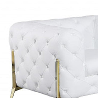 Three Piece Indoor White Italian Leather Six Person Seating Set HomeRoots