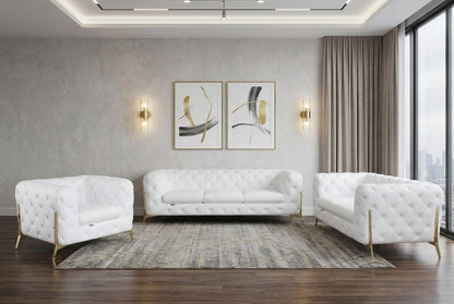 Three Piece Indoor White Italian Leather Six Person Seating Set HomeRoots