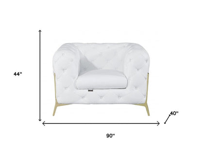 Three Piece Indoor White Italian Leather Six Person Seating Set HomeRoots