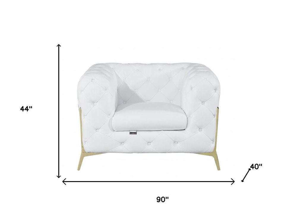 Three Piece Indoor White Italian Leather Six Person Seating Set HomeRoots