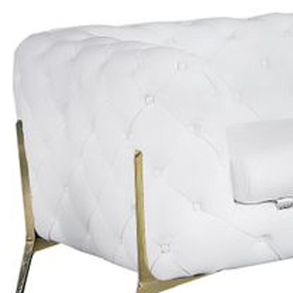 Three Piece Indoor White Italian Leather Five Person Seating Set HomeRoots