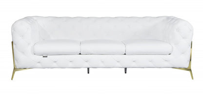 Three Piece Indoor White Italian Leather Five Person Seating Set HomeRoots