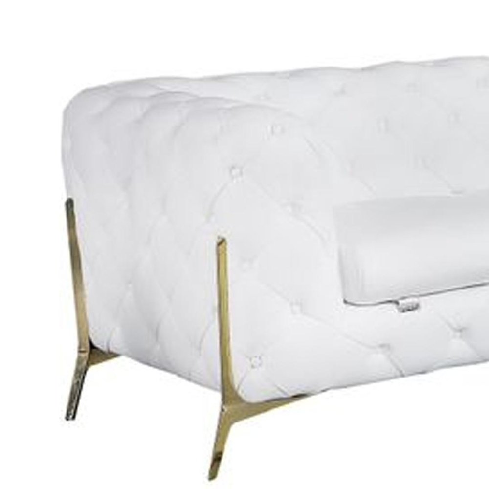 Three Piece Indoor White Italian Leather Five Person Seating Set HomeRoots