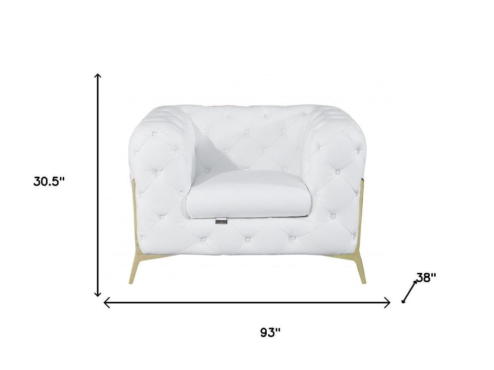 Three Piece Indoor White Italian Leather Five Person Seating Set HomeRoots