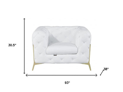 Three Piece Indoor White Italian Leather Five Person Seating Set HomeRoots