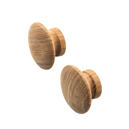 Set of Two Brown Wood Classic Round Drawer Pull Knobs HomeRoots