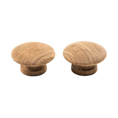 Set of Two Brown Wood Classic Round Drawer Pull Knobs HomeRoots
