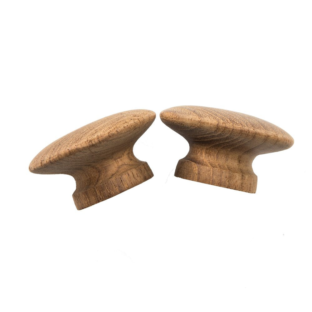 Set of Two Brown Wood Classic Round Drawer Pull Knobs HomeRoots