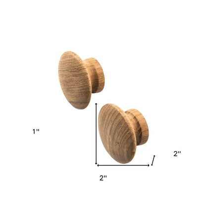 Set of Two Brown Wood Classic Round Drawer Pull Knobs HomeRoots