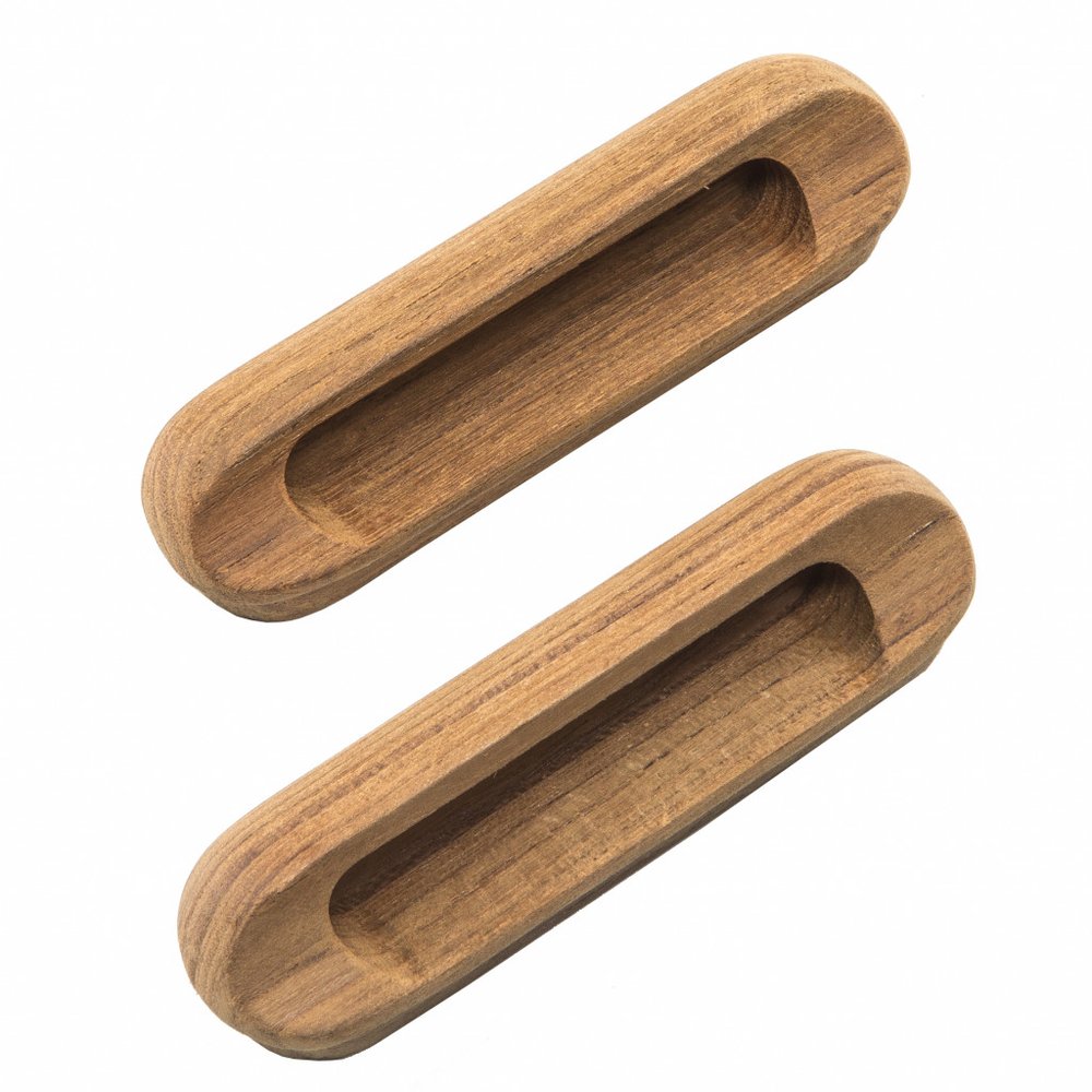 Set of Two Brown Teak Wood Drawer Pull Knobs HomeRoots