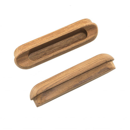 Set of Two Brown Teak Wood Drawer Pull Knobs HomeRoots