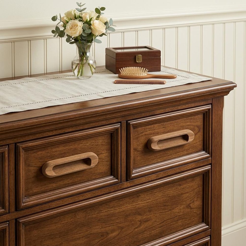 Set of Two Brown Teak Wood Drawer Pull Knobs HomeRoots