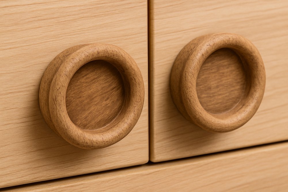 Set of Two Brown Wood Drawer Pull Knobs HomeRoots