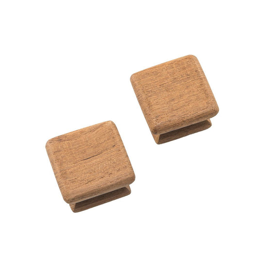 Set of Two Brown Wood Square Drawer Pull Knobs HomeRoots