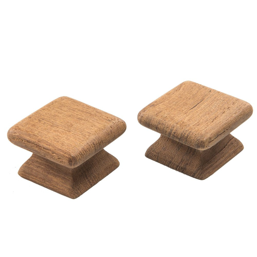 Set of Two Brown Wood Square Drawer Pull Knobs HomeRoots