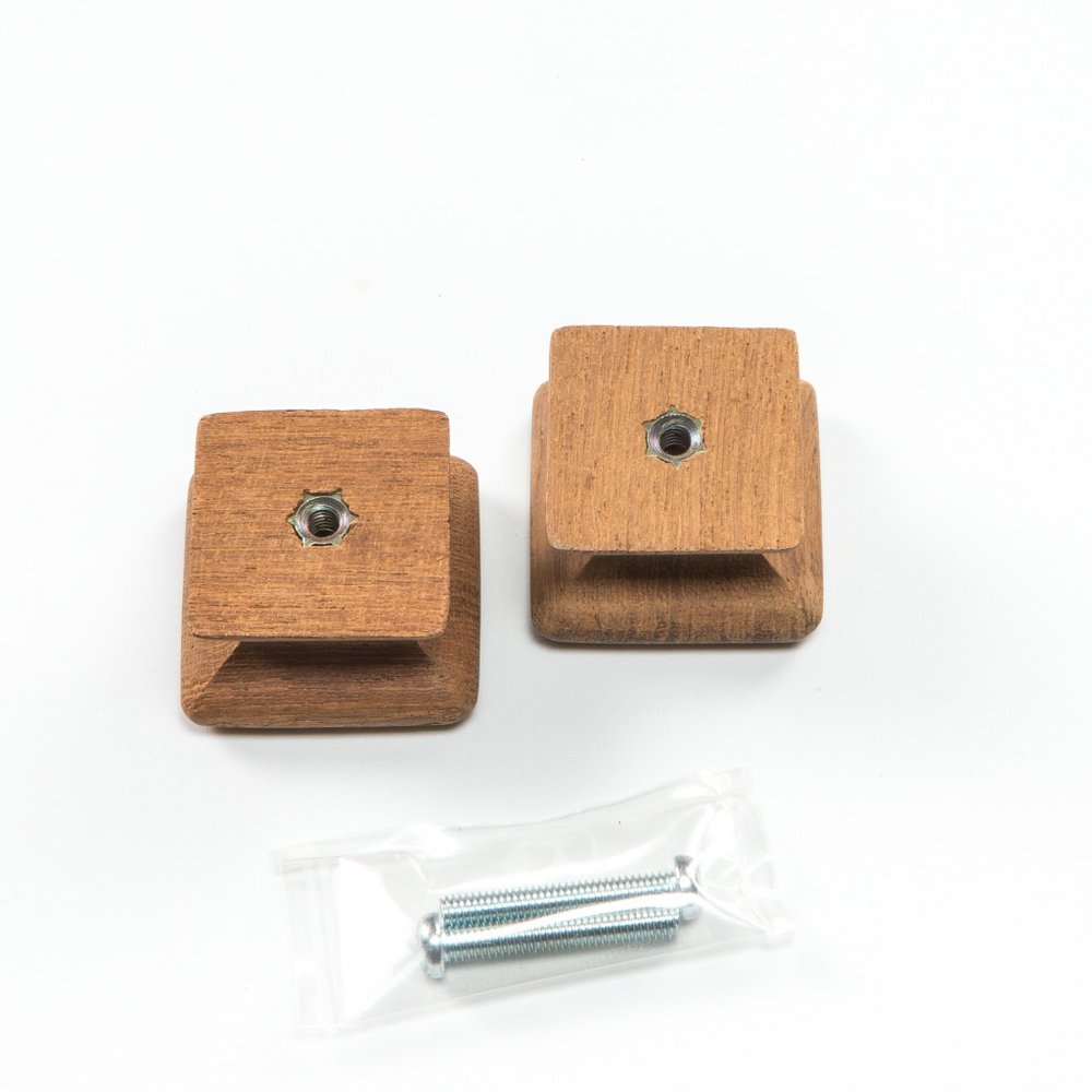 Set of Two Brown Wood Square Drawer Pull Knobs HomeRoots