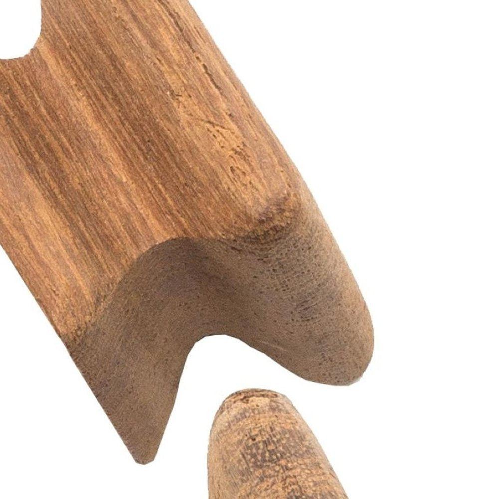 Set of Two Brown Wood Square Drawer Pull Knobs HomeRoots