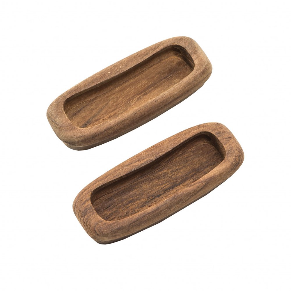 Set of Two Brown Teak Wood Drawer Pull Knobs HomeRoots
