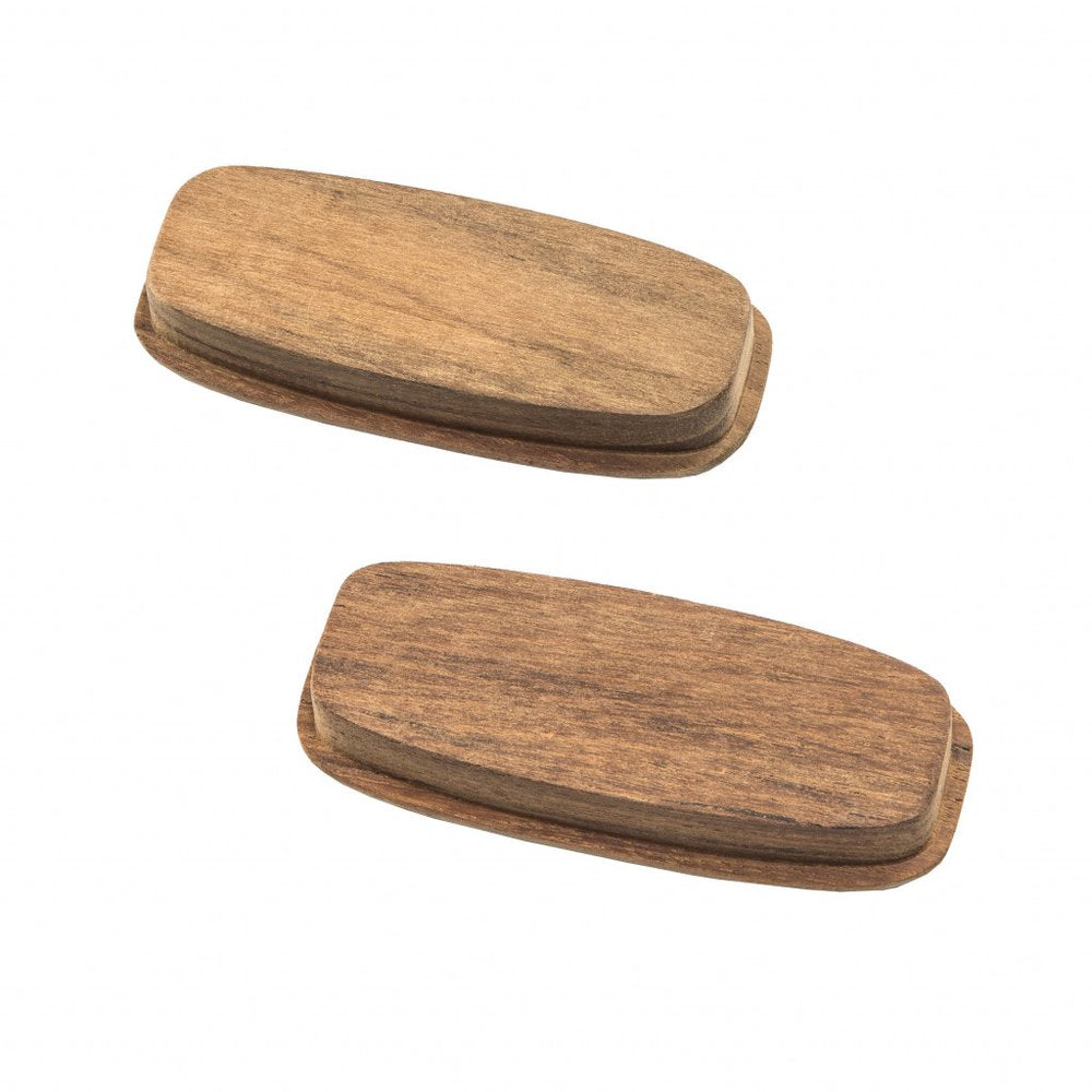 Set of Two Brown Teak Wood Drawer Pull Knobs HomeRoots