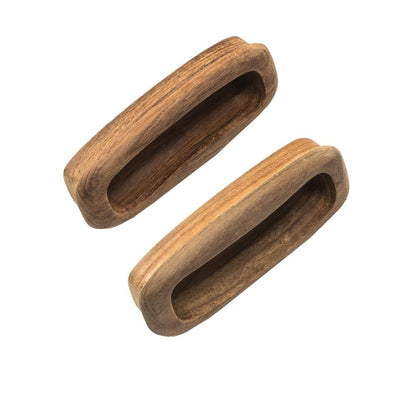 Set of Two Brown Teak Wood Drawer Pull Knobs HomeRoots
