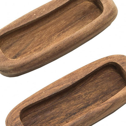 Set of Two Brown Teak Wood Drawer Pull Knobs HomeRoots