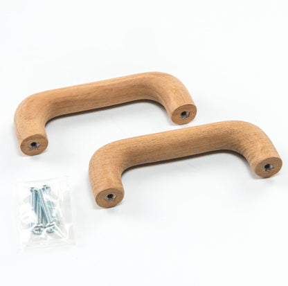 Set of Two Brown Wood C Shape Drawer Pull Knobs HomeRoots