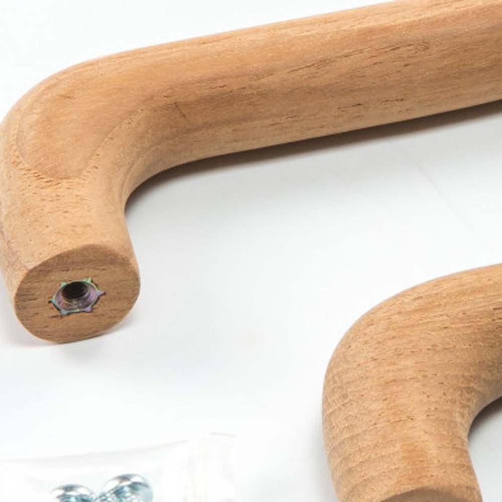 Set of Two Brown Wood C Shape Drawer Pull Knobs HomeRoots