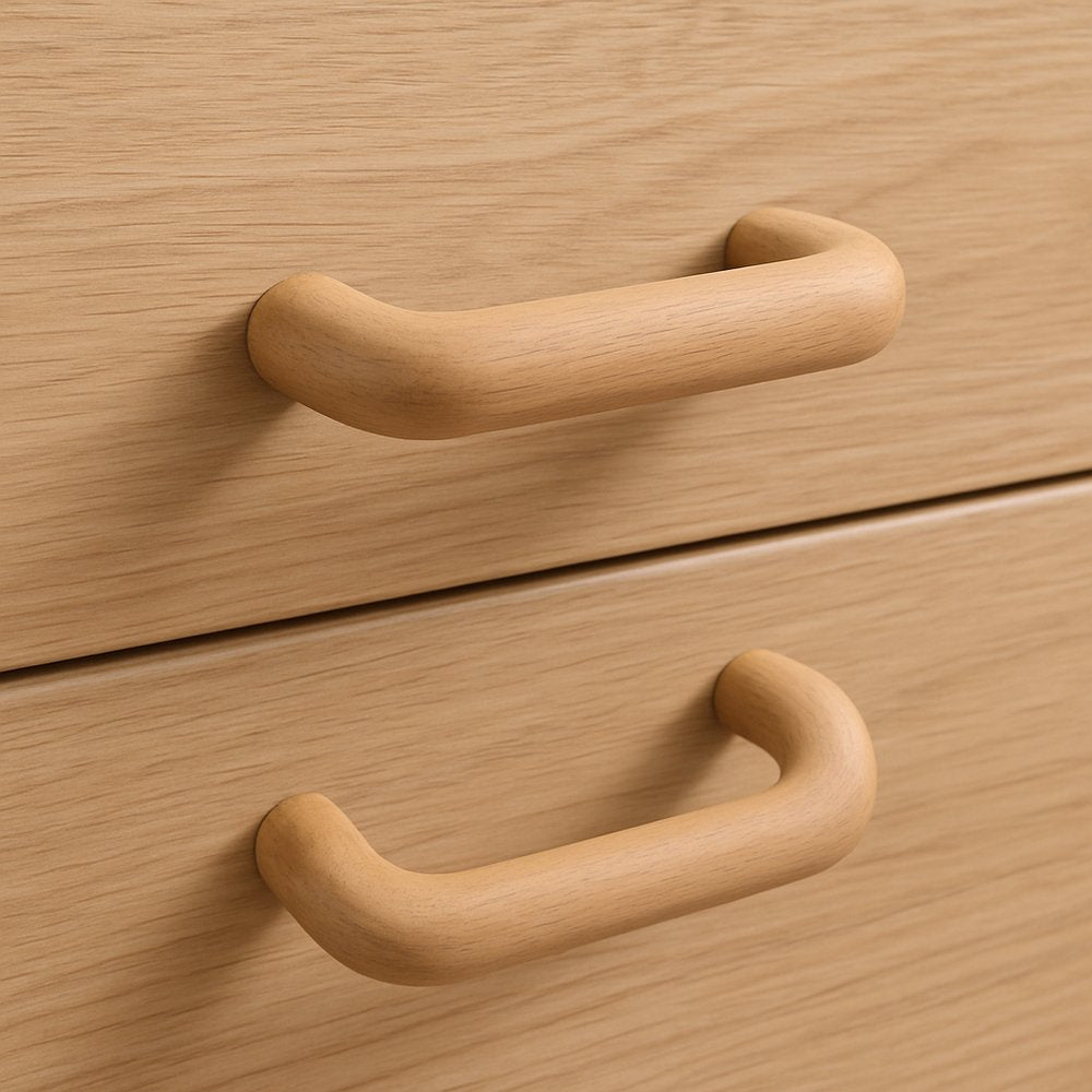 Set of Two Brown Wood C Shape Drawer Pull Knobs HomeRoots