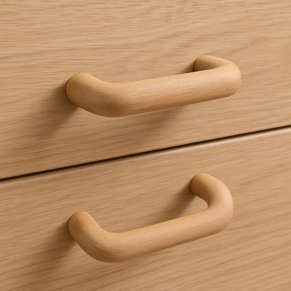 Set of Two Brown Wood C Shape Drawer Pull Knobs HomeRoots