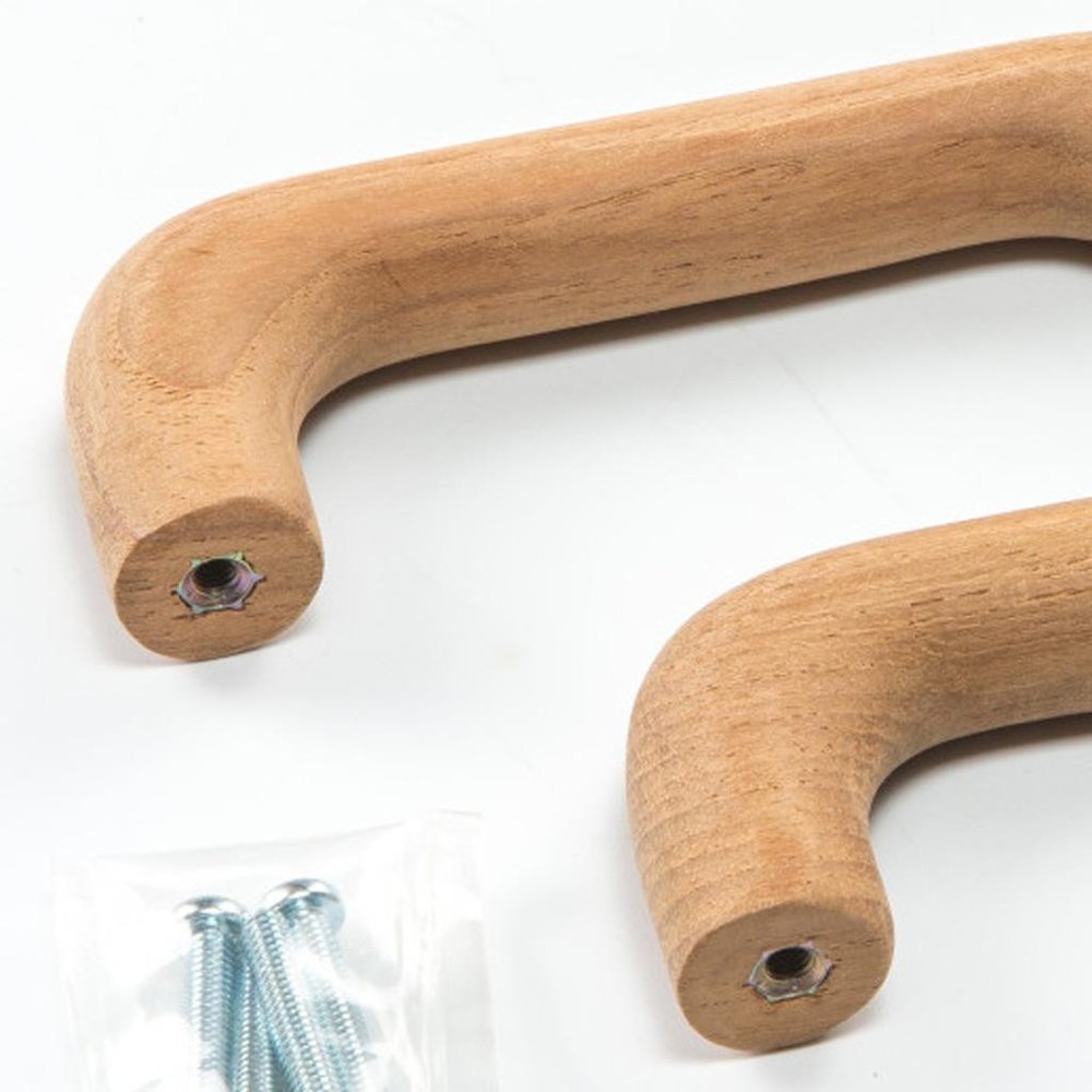 Set of Two Brown Wood C Shape Drawer Pull Knobs HomeRoots