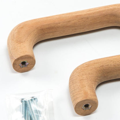 Set of Two Brown Wood C Shape Drawer Pull Knobs HomeRoots