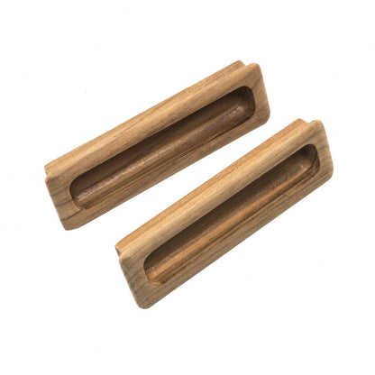 Set of Two Brown Teak Wood Drawer Pull Knobs HomeRoots