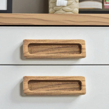 Set of Two Brown Teak Wood Drawer Pull Knobs HomeRoots