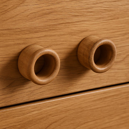 Set of Two Brown Wood Round Open Circle Drawer Pull Knobs HomeRoots