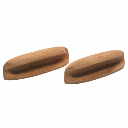Set of Two Brown Wood Oval Drawer Pull Knobs HomeRoots