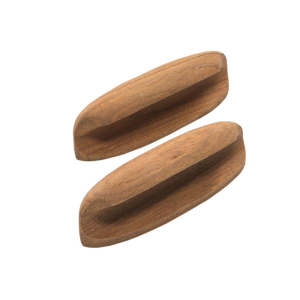 Set of Two Brown Wood Oval Drawer Pull Knobs HomeRoots