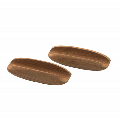 Set of Two Brown Wood Oval Drawer Pull Knobs HomeRoots