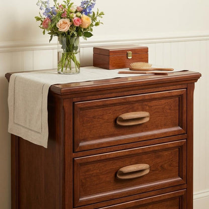 Set of Two Brown Wood Oval Drawer Pull Knobs HomeRoots