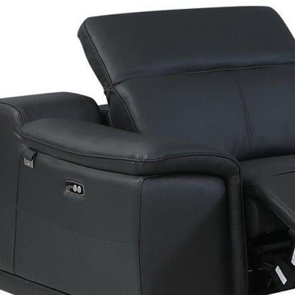 Black Italian Leather Power Reclining U Shaped Six Piece Corner Sectional With Console HomeRoots