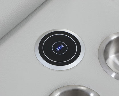 Light Gray Italian Leather Power Reclining U Shaped Six Piece Corner Sectional With Console HomeRoots