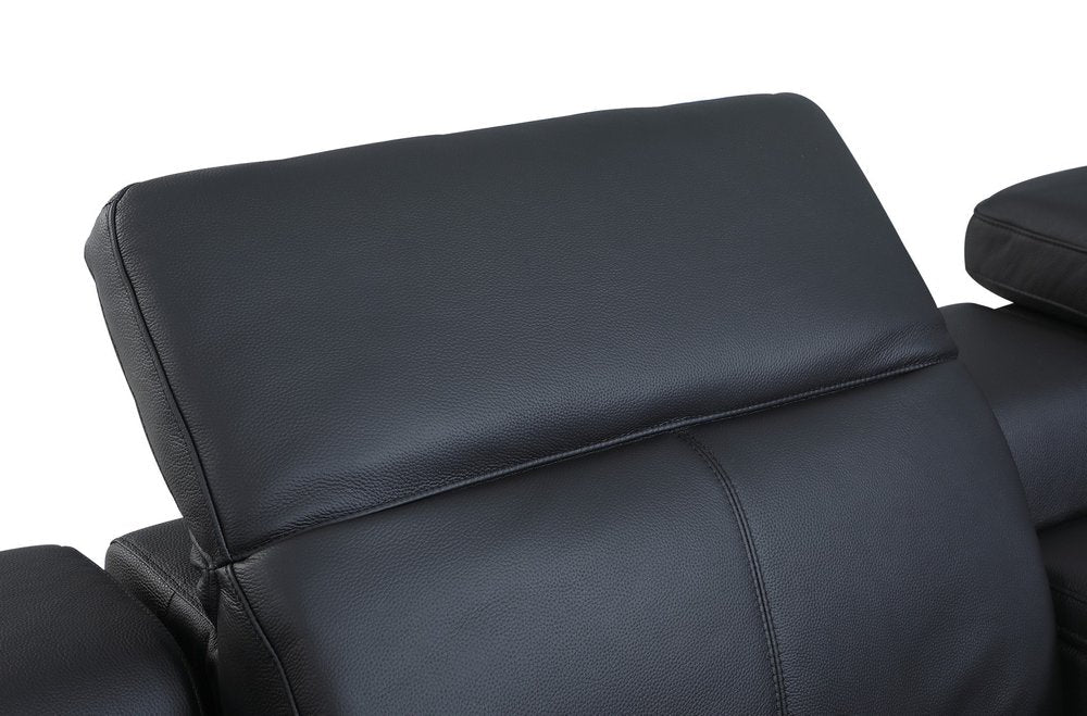 Black Italian Leather Power Reclining U Shaped Seven Piece Corner Sectional With Console HomeRoots
