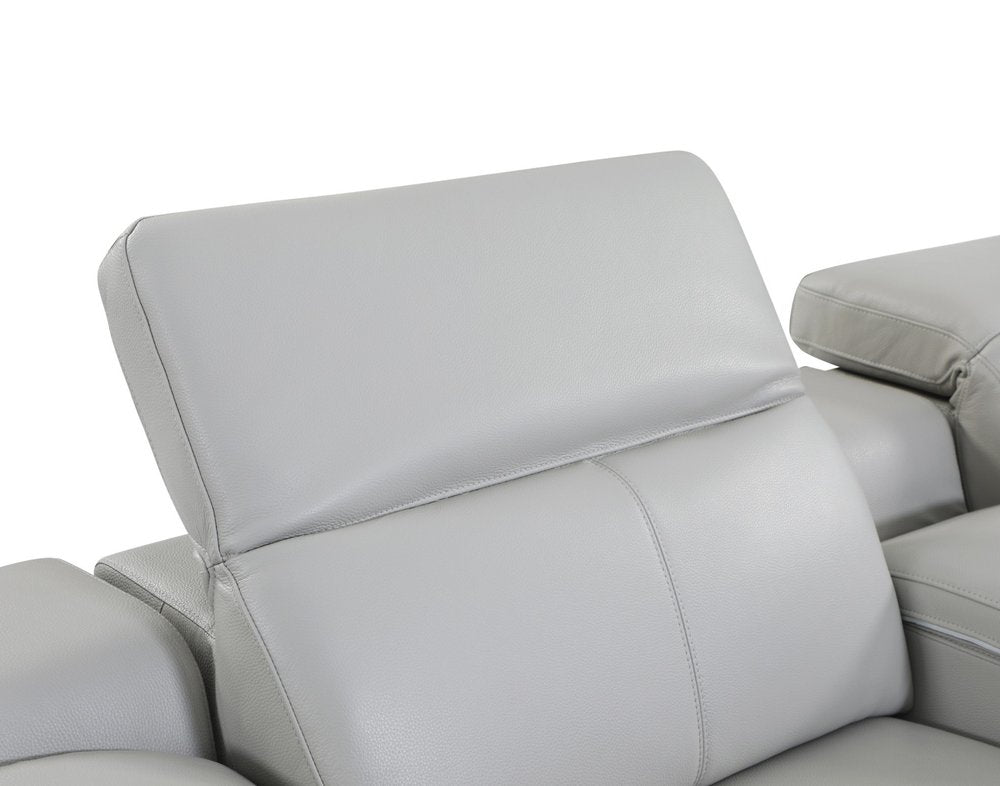 Light Gray Italian Leather Power Reclining U Shaped Eight Piece Corner Sectional With Console HomeRoots